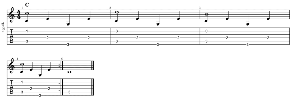 travis picking in C learn fingerpicking