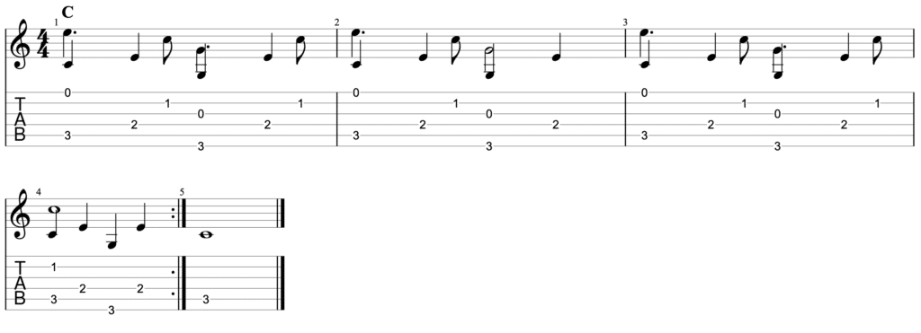 Travis picking tablature - ex3 - learn travis picking patterns