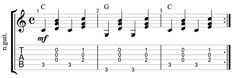 three finger pluck - with two inversions